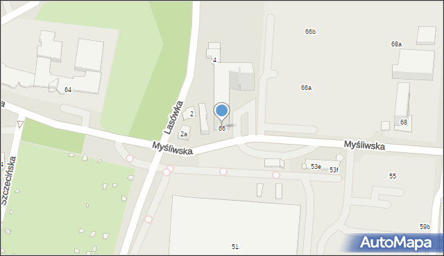 Kraków, Myśliwska, 66, mapa Krakowa