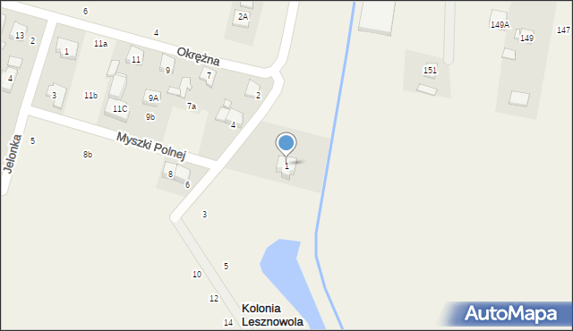 Lesznowola, Myszki Polnej, 1, mapa Lesznowola