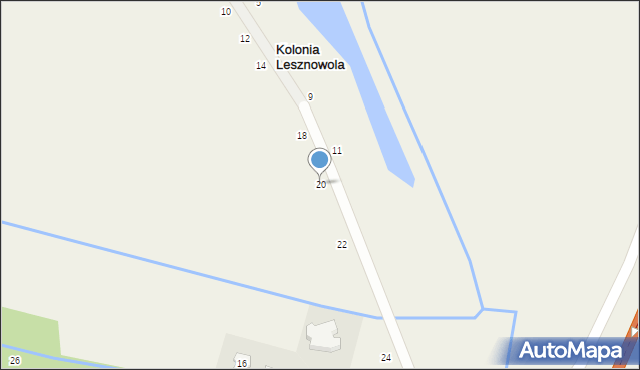 Lesznowola, Myszki Polnej, 20, mapa Lesznowola