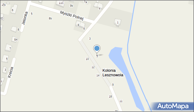 Lesznowola, Myszki Polnej, 5, mapa Lesznowola