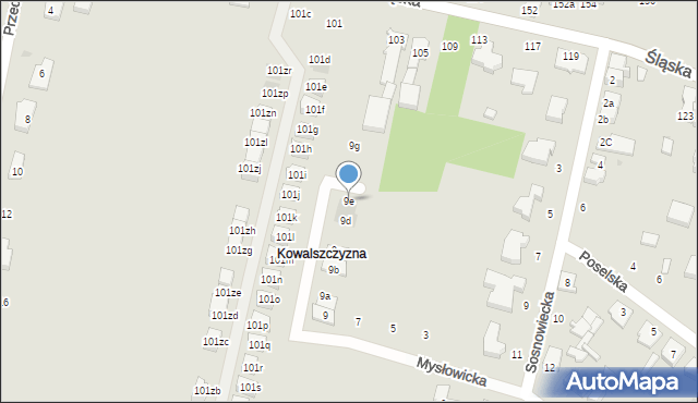 Łódź, Mysłowicka, 9e, mapa Łodzi