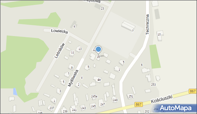 Lubaczów, Myśliwska, 10, mapa Lubaczów