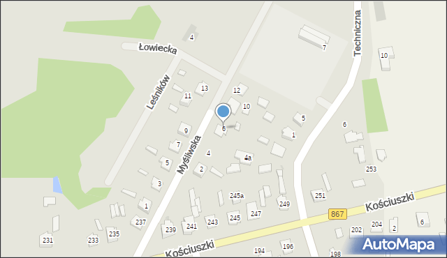 Lubaczów, Myśliwska, 6, mapa Lubaczów