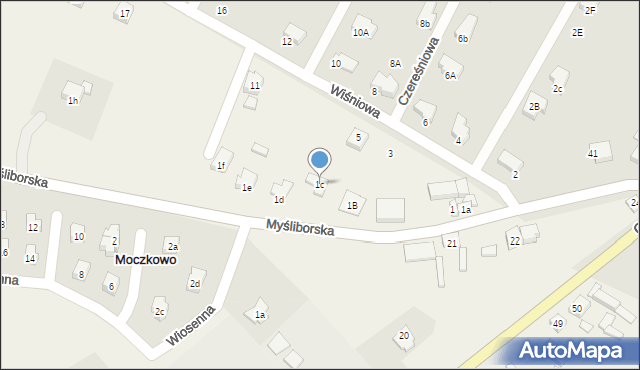 Moczkowo, Myśliborska, 1c, mapa Moczkowo