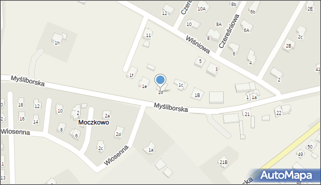 Moczkowo, Myśliborska, 1d, mapa Moczkowo