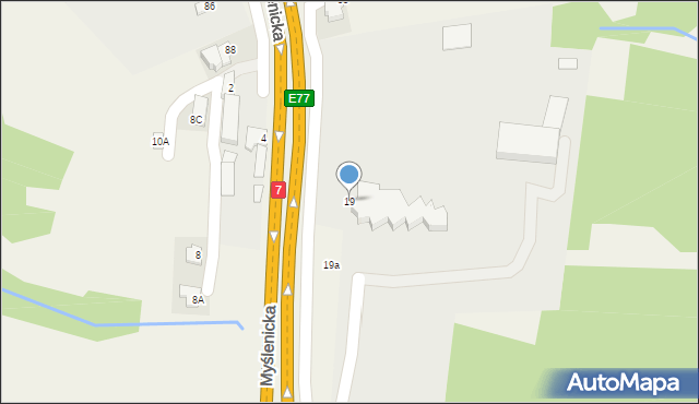 Mogilany, Myślenicka, 19, mapa Mogilany