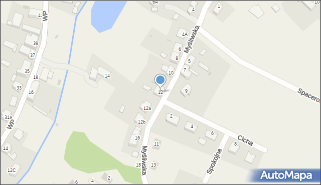 Mrowiny, Myśliwska, 12, mapa Mrowiny