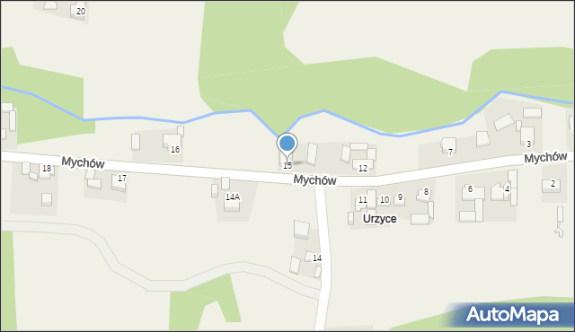 Mychów, Mychów, 15, mapa Mychów