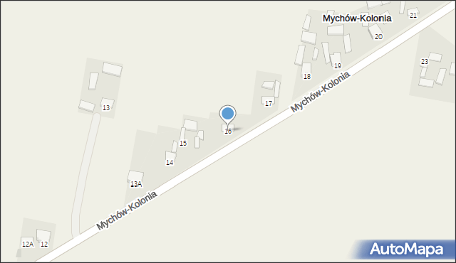 Mychów-Kolonia, Mychów-Kolonia, 16, mapa Mychów-Kolonia