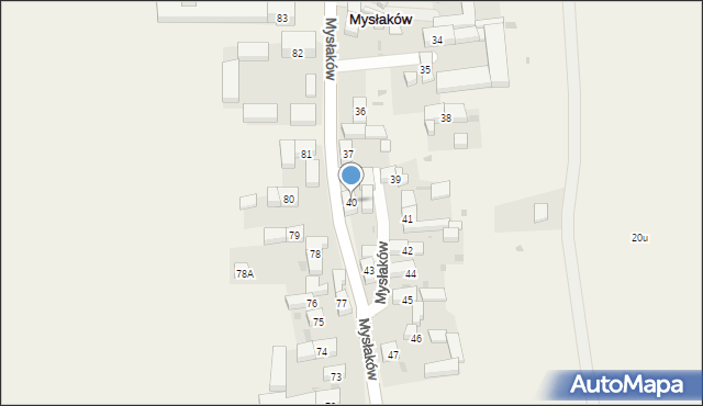 Mysłaków, Mysłaków, 40, mapa Mysłaków