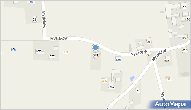 Mysłaków, Mysłaków, 67B, mapa Mysłaków