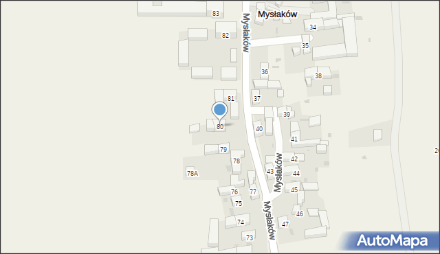 Mysłaków, Mysłaków, 80, mapa Mysłaków