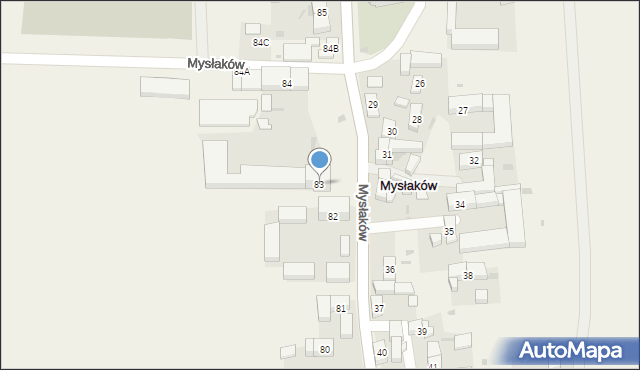 Mysłaków, Mysłaków, 83, mapa Mysłaków