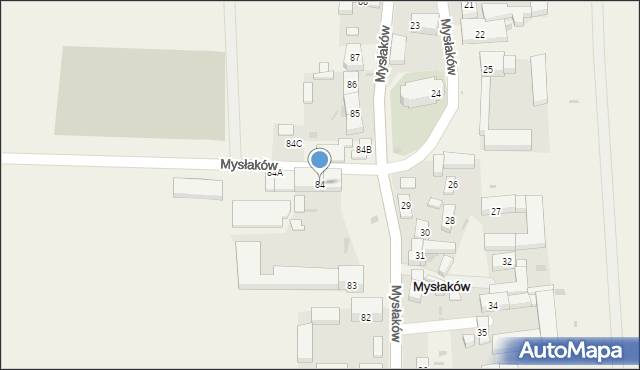 Mysłaków, Mysłaków, 84, mapa Mysłaków