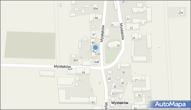 Mysłaków, Mysłaków, 85A, mapa Mysłaków