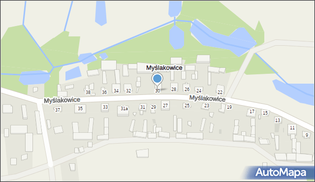 Myślakowice, Myślakowice, 30, mapa Myślakowice