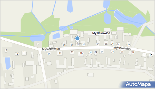 Myślakowice, Myślakowice, 34, mapa Myślakowice