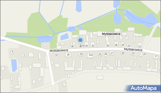 Myślakowice, Myślakowice, 36, mapa Myślakowice