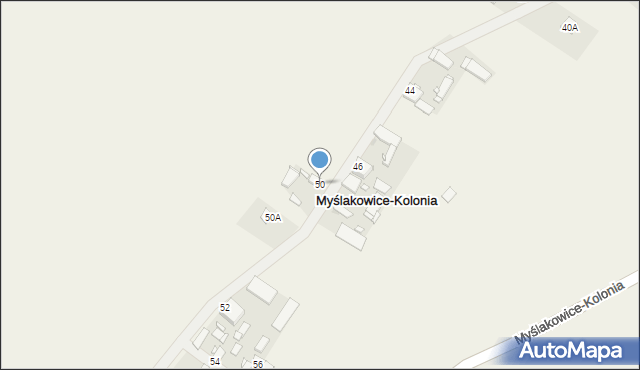 Myślakowice, Myślakowice, 50, mapa Myślakowice