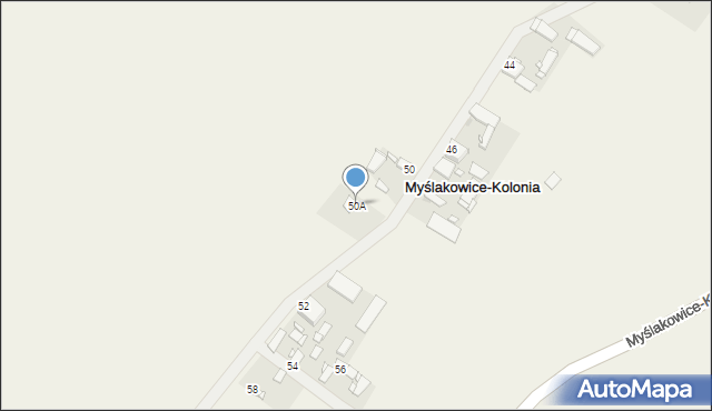 Myślakowice, Myślakowice, 50A, mapa Myślakowice