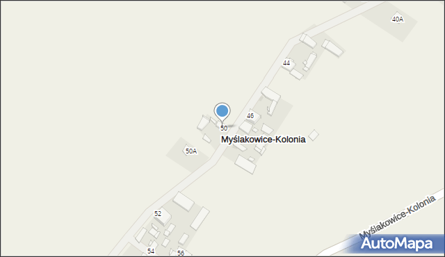 Myślakowice-Kolonia, Myślakowice-Kolonia, 50, mapa Myślakowice-Kolonia