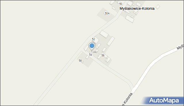 Myślakowice-Kolonia, Myślakowice-Kolonia, 54, mapa Myślakowice-Kolonia