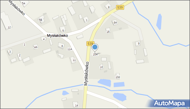 Mysłakówko, Mysłakówko, 10A, mapa Mysłakówko