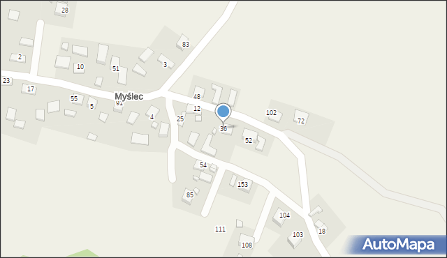 Myślec, Myślec, 36, mapa Myślec