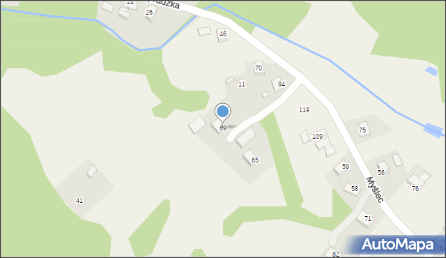 Myślec, Myślec, 69, mapa Myślec