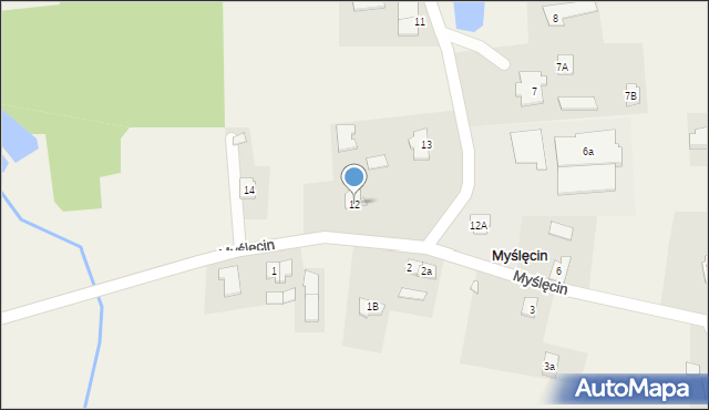 Myślęcin, Myślęcin, 12, mapa Myślęcin