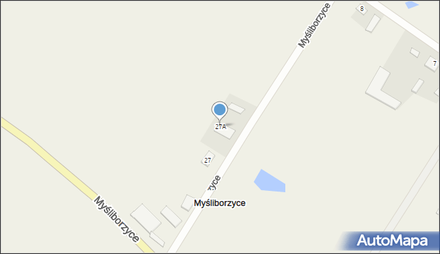 Myśliborzyce, Myśliborzyce, 27A, mapa Myśliborzyce