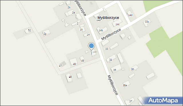 Myśliborzyce, Myśliborzyce, 1, mapa Myśliborzyce