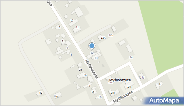 Myśliborzyce, Myśliborzyce, 12, mapa Myśliborzyce