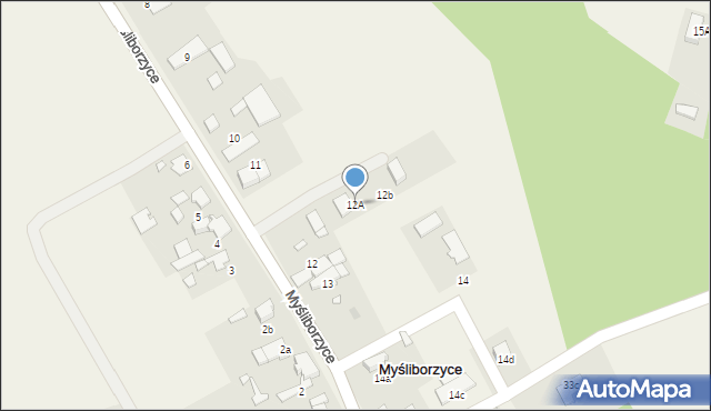 Myśliborzyce, Myśliborzyce, 12A, mapa Myśliborzyce