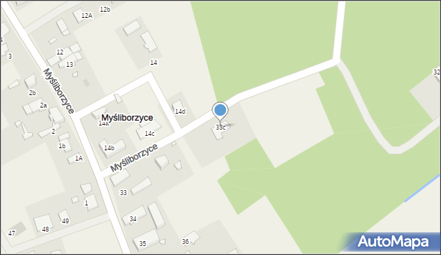 Myśliborzyce, Myśliborzyce, 33c, mapa Myśliborzyce