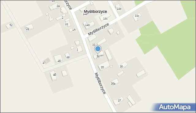 Myśliborzyce, Myśliborzyce, 34, mapa Myśliborzyce