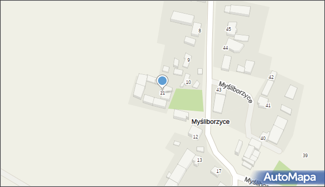 Myśliborzyce, Myśliborzyce, 11, mapa Myśliborzyce