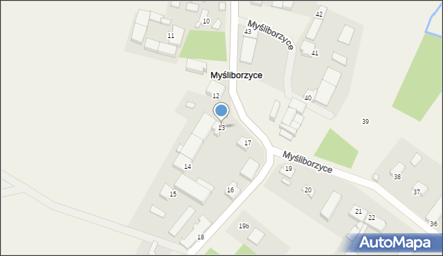 Myśliborzyce, Myśliborzyce, 13, mapa Myśliborzyce
