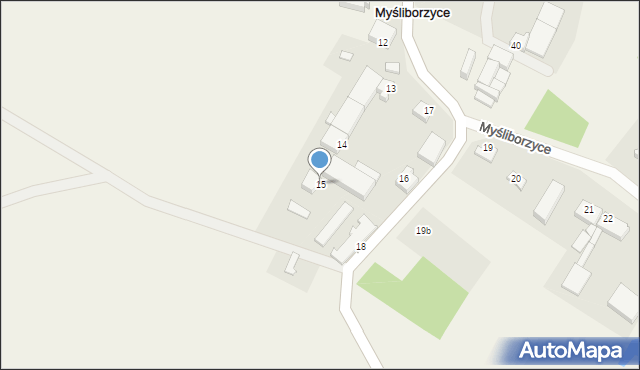 Myśliborzyce, Myśliborzyce, 15, mapa Myśliborzyce