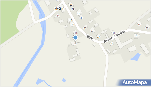 Myślin, Myślin, 10, mapa Myślin