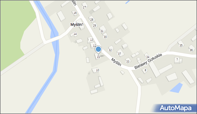 Myślin, Myślin, 11, mapa Myślin