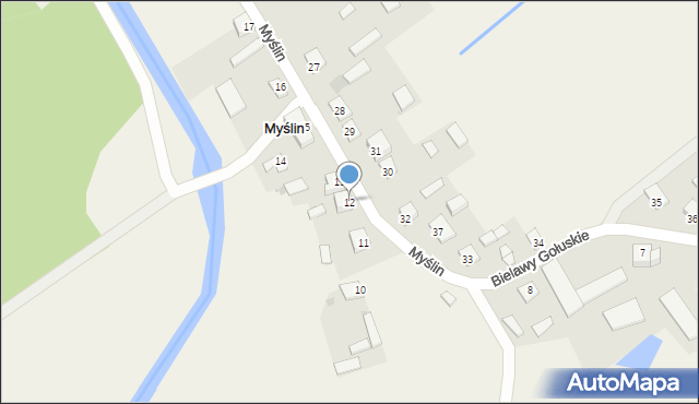 Myślin, Myślin, 12, mapa Myślin