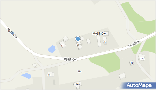 Myślinów, Myślinów, 36, mapa Myślinów