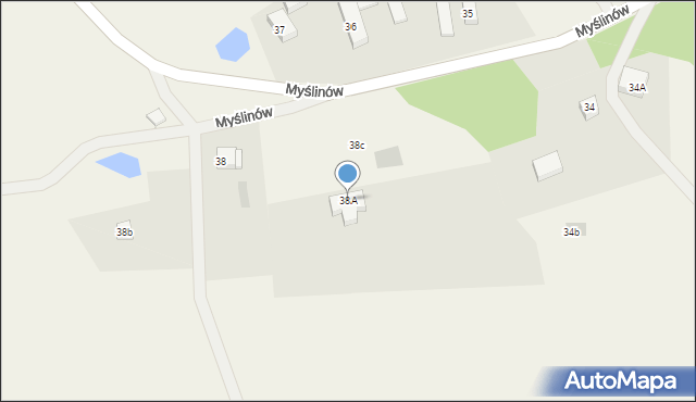 Myślinów, Myślinów, 38A, mapa Myślinów