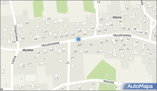 Mysłów, Myszkowska, 103, mapa Mysłów