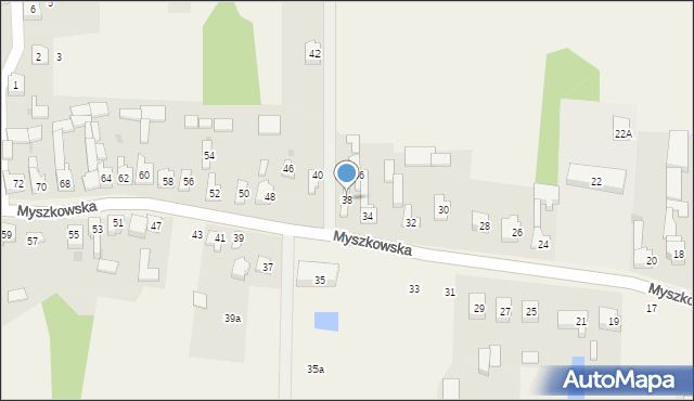 Mysłów, Myszkowska, 38, mapa Mysłów