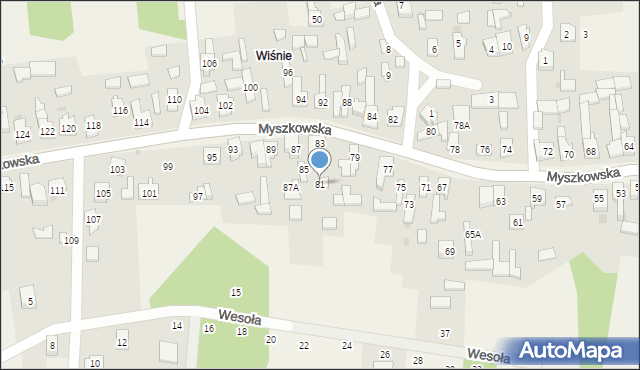 Mysłów, Myszkowska, 81, mapa Mysłów