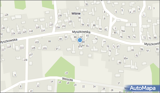 Mysłów, Myszkowska, 87A, mapa Mysłów