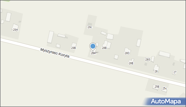 Myszyniec-Koryta, Myszyniec-Koryta, 28A, mapa Myszyniec-Koryta