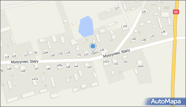 Myszyniec Stary, Myszyniec Stary, 124, mapa Myszyniec Stary